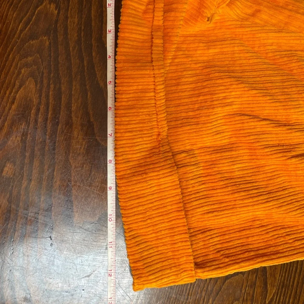 Vtg 70s 80s Ladies Orange Cotton Corduroy Shorts Womens 13-14 High Waisted Beach - Picture 2 of 7